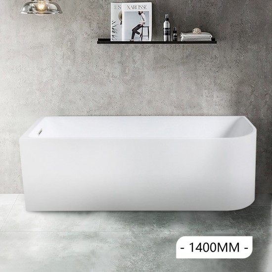 1400x750x610mm Corner Bathtub Left Corner Back to Wall Acrylic White Bath Tub